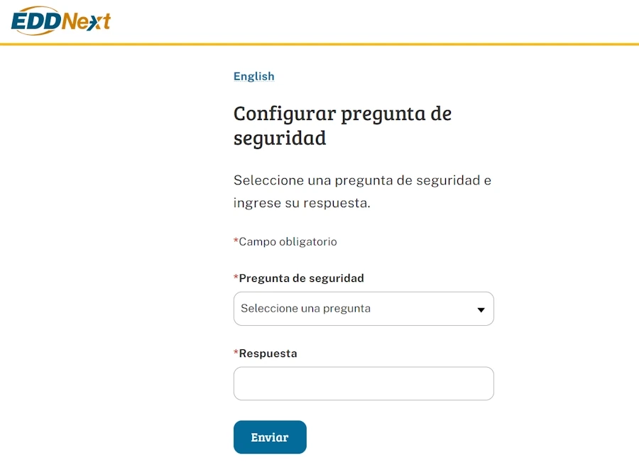 Elegir la Pregunta de Seguridad en EDD Online